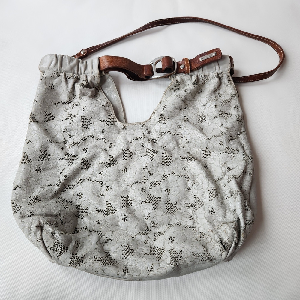 Pulicati Gray Leather Women's Shoulder Handbag Bag Purse With Buckle